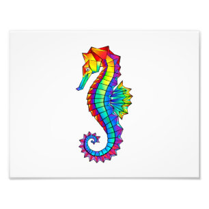 Rainbow Polygonal Seahorse Photo Print