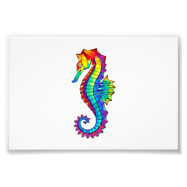 Rainbow Polygonal Seahorse Photo Print (Front)