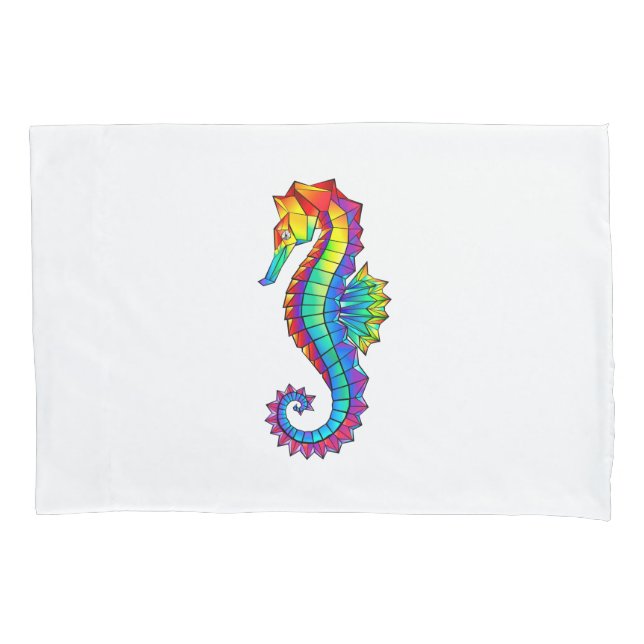 Rainbow Polygonal Seahorse Pillowcase (Front)