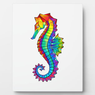 Rainbow Polygonal Seahorse Plaque