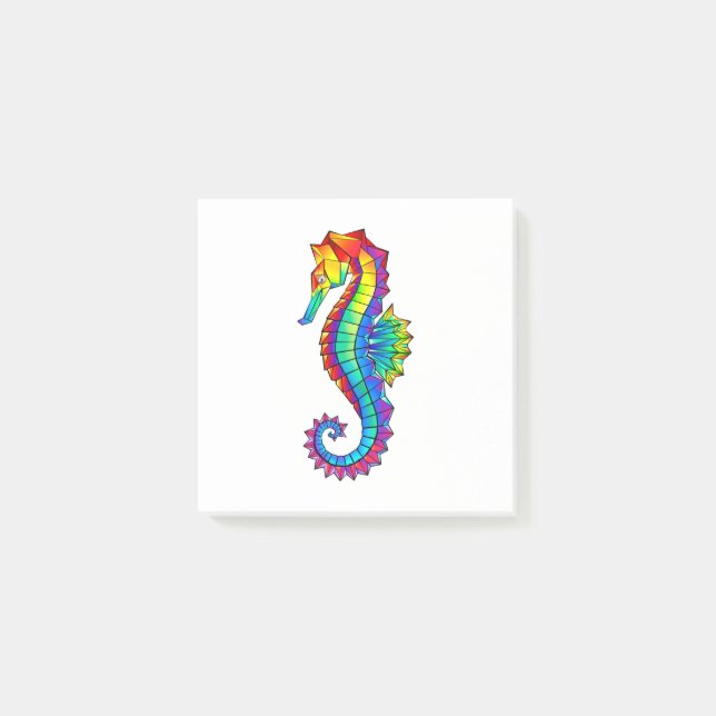 Rainbow Polygonal Seahorse Post-it Notes (Front)