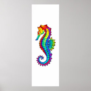 Rainbow Polygonal Seahorse Poster