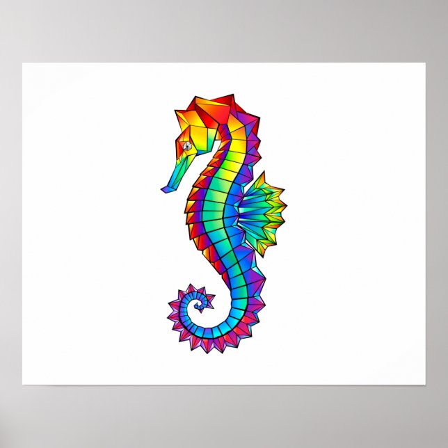 Rainbow Polygonal Seahorse Poster (Front)