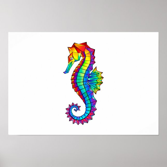 Rainbow Polygonal Seahorse Poster (Front)