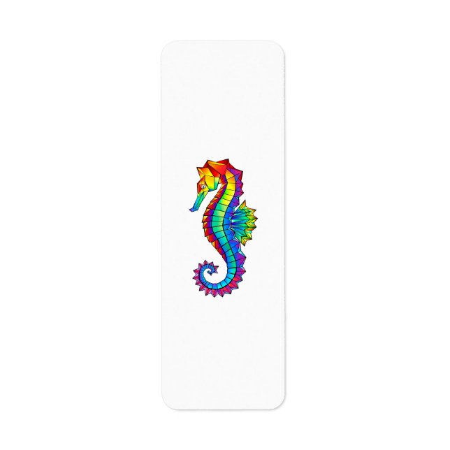 Rainbow Polygonal Seahorse Return Address Label (Front)