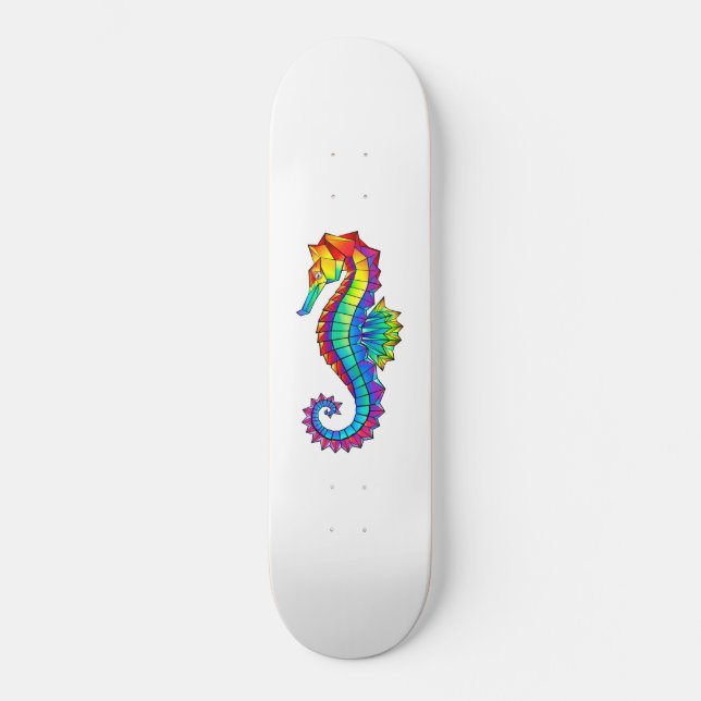Rainbow Polygonal Seahorse Skateboard (Front)