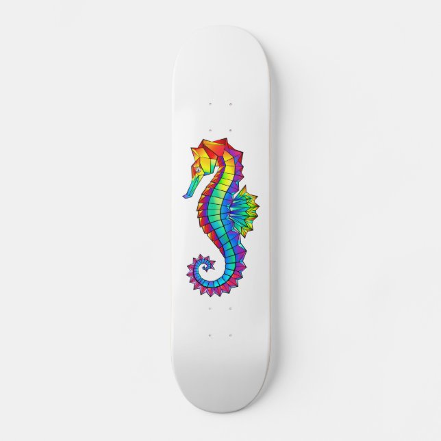 Rainbow Polygonal Seahorse Skateboard (Front)