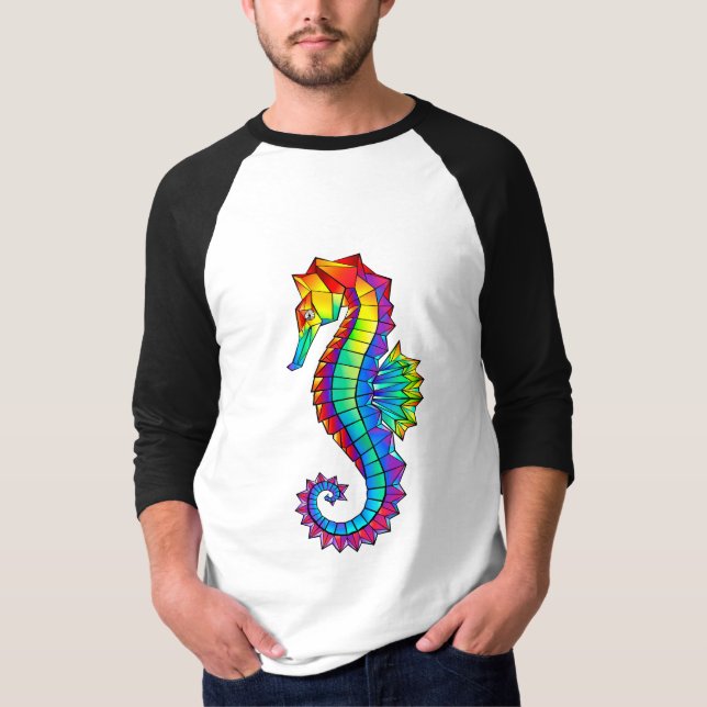 Rainbow Polygonal Seahorse T-Shirt (Front)