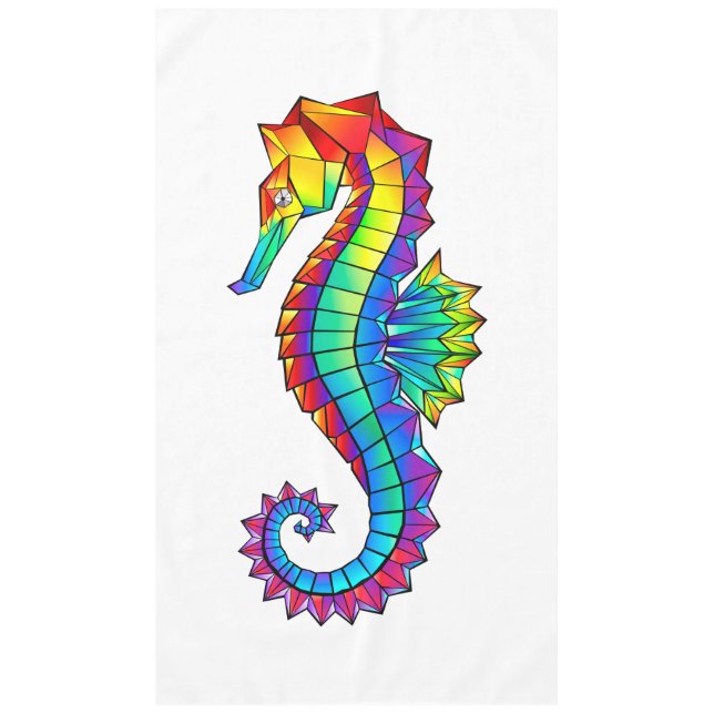 Rainbow Polygonal Seahorse Tablecloth (Front)