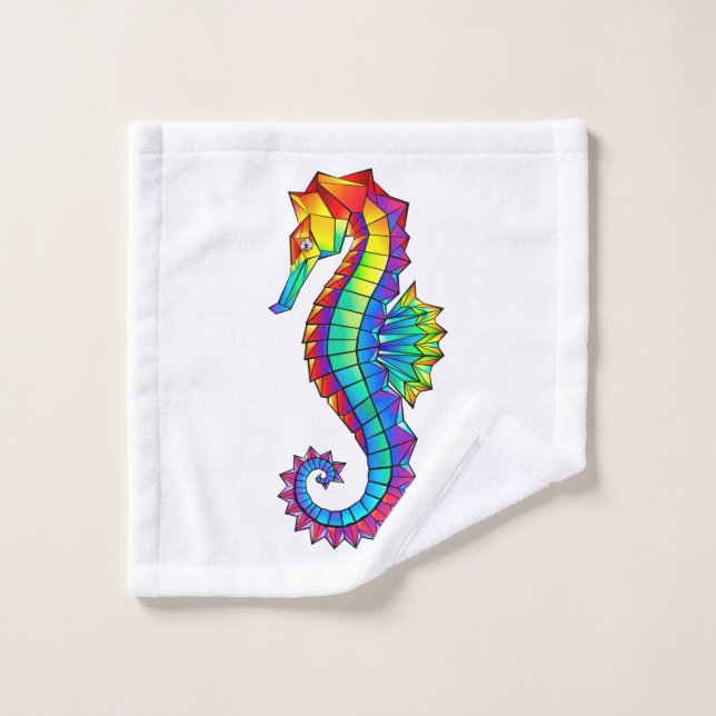 Rainbow Polygonal Seahorse Wash Cloth (Wash Cloth)