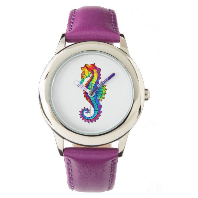 Rainbow Polygonal Seahorse Watch (Front)
