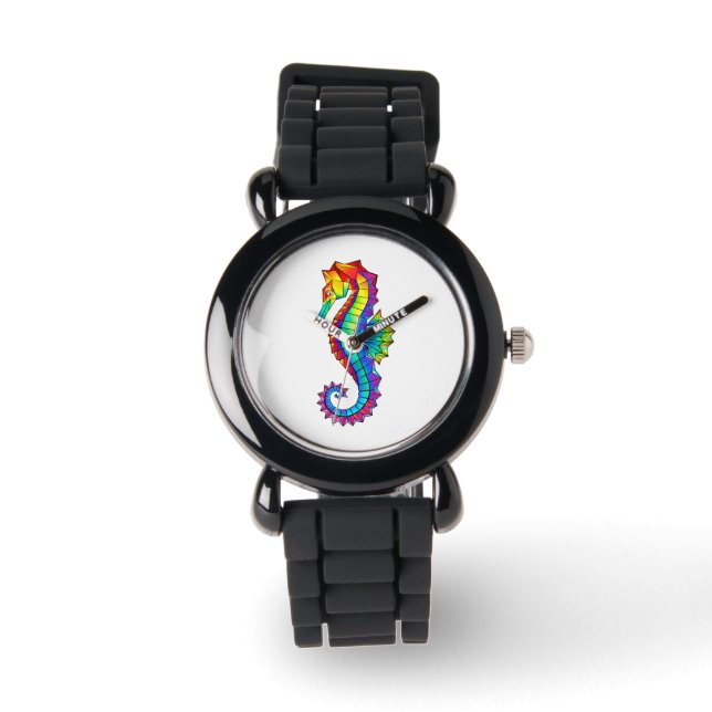 Rainbow Polygonal Seahorse Watch (Front)