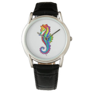 Rainbow Polygonal Seahorse Watch