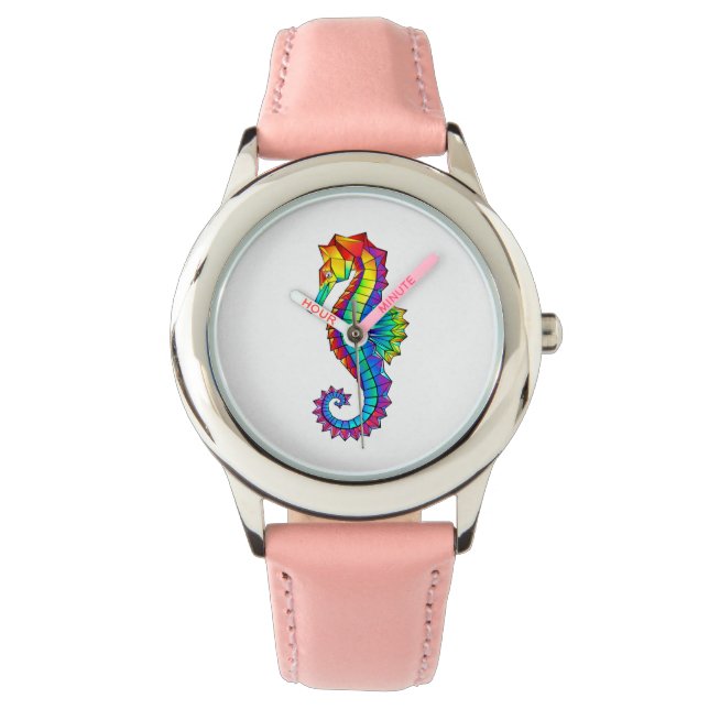 Rainbow Polygonal Seahorse Watch (Front)