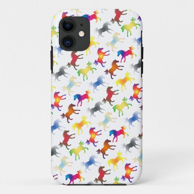 Rainbow Ponies Diagonal Case-Mate iPhone Case (Back)