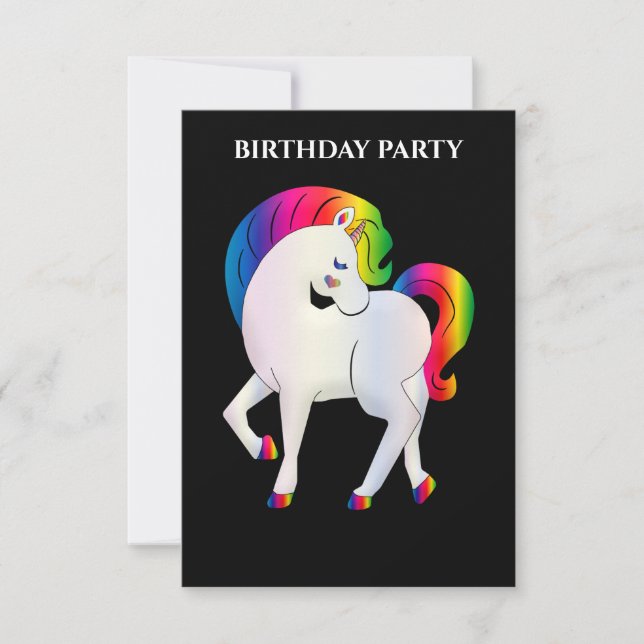 "RAINBOW PONY" BIRTHDAY INVITATIONS PERSONALIZED. (Front)