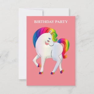 "RAINBOW PONY" BIRTHDAY INVITATIONS PERSONALIZED.