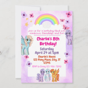 Rainbow Pony Birthday Party Invitation