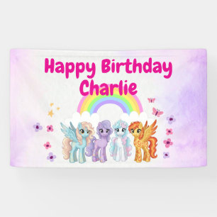 Rainbow Pony Unicorn Birthday Party  Banner