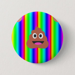 rainbow poop emoji 6 cm round badge