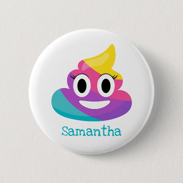 Rainbow Poop Emoji 6 Cm Round Badge (Front)