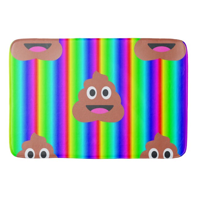 rainbow poop emoji bathroom bath mat bathmat (Front)