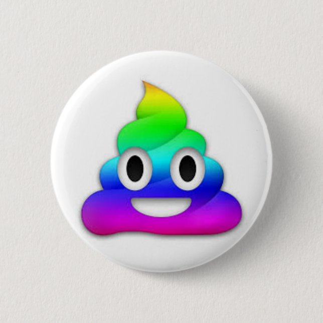 Rainbow Poop Emoji Button (Front)