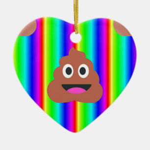 rainbow poop emoji ceramic ornament