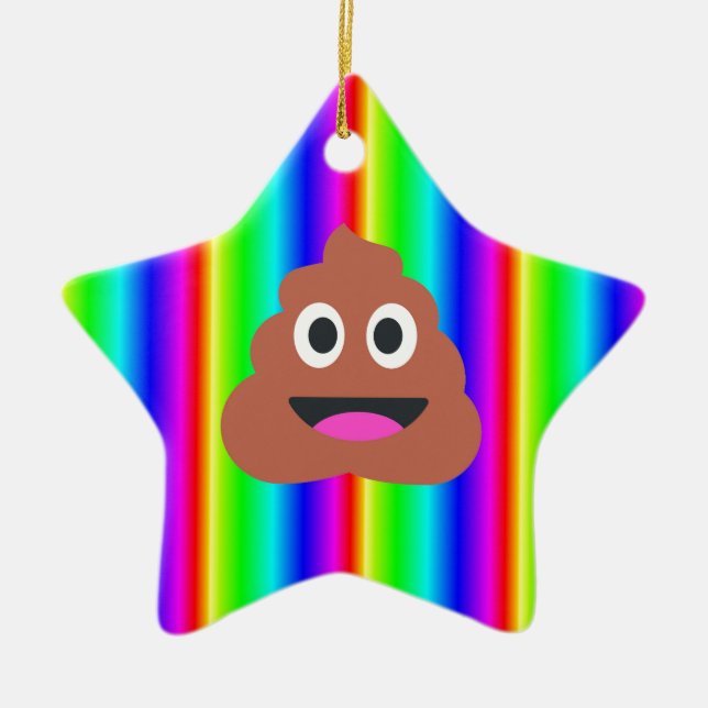 rainbow poop emoji ceramic ornament (Front)