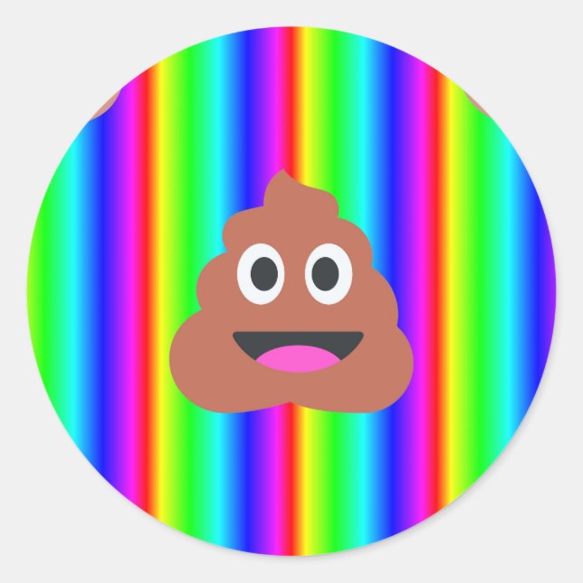 rainbow poop emoji classic round sticker (Front)