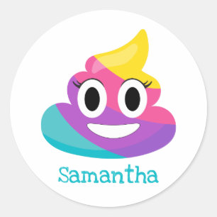 Rainbow Poop Emoji Classic Round Sticker