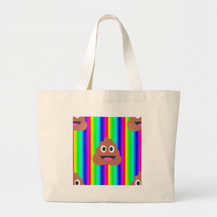 rainbow poop emoji large tote bag