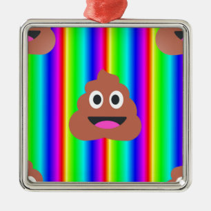 rainbow poop emoji metal ornament