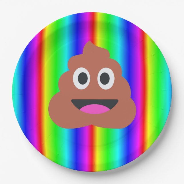 rainbow poop emoji paper plate (Front)