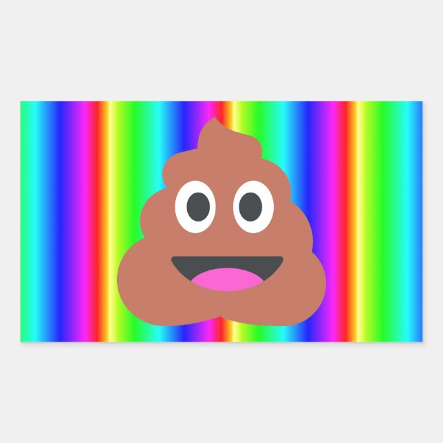 rainbow poop emoji rectangular sticker (Front)