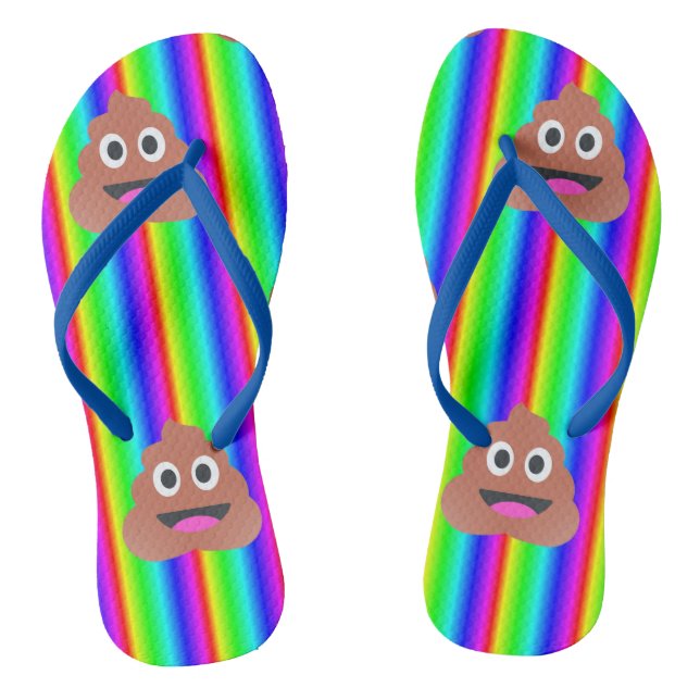 rainbow poop emoji shoes flip flops sandals (Footbed)