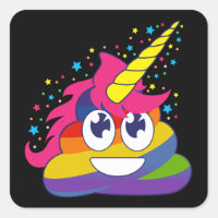 Rainbow Poop Emoji Unicorn Stickers (black)