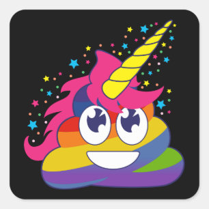 Rainbow Poop Emoji Unicorn Stickers (black)