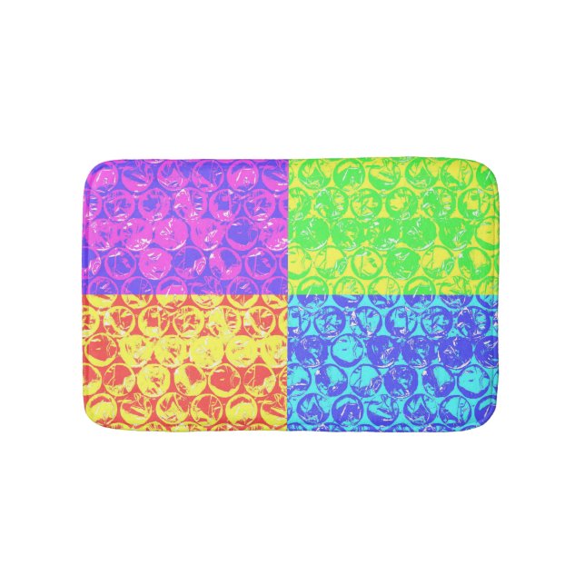 Rainbow pop art bubble wrap bath mat (Front)