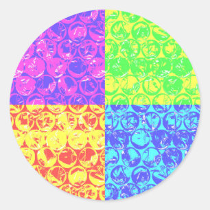 Rainbow pop art bubble wrap classic round sticker
