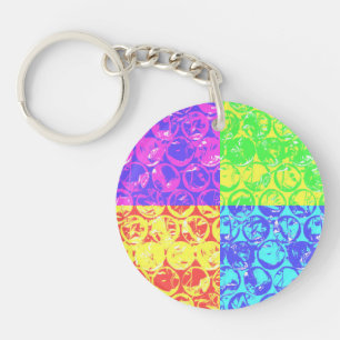 Rainbow pop art bubble wrap key ring