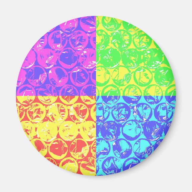 Rainbow pop art bubble wrap magnet (Front)