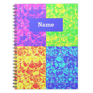 Rainbow pop art bubble wrap notebook