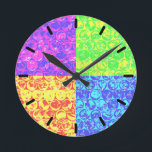 Rainbow pop art bubble wrap round clock<br><div class="desc">Pop art bubble wrap pattern in rainbow colours</div>