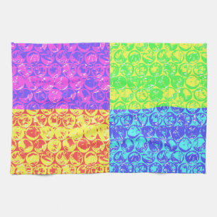 Rainbow pop art bubble wrap tea towel