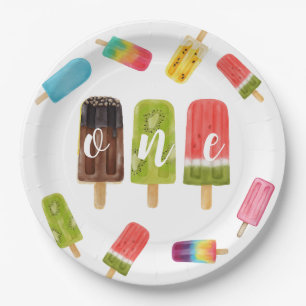 Rainbow Pop Birthday 1st Birthday Paper Plate