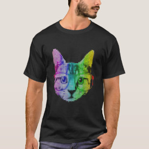Rainbow Pop Cat With Glasses Colourful Cats T-Shirt