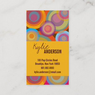 Rainbow Pop Circles Colourful Retro Fun Groovy Chi Business Card