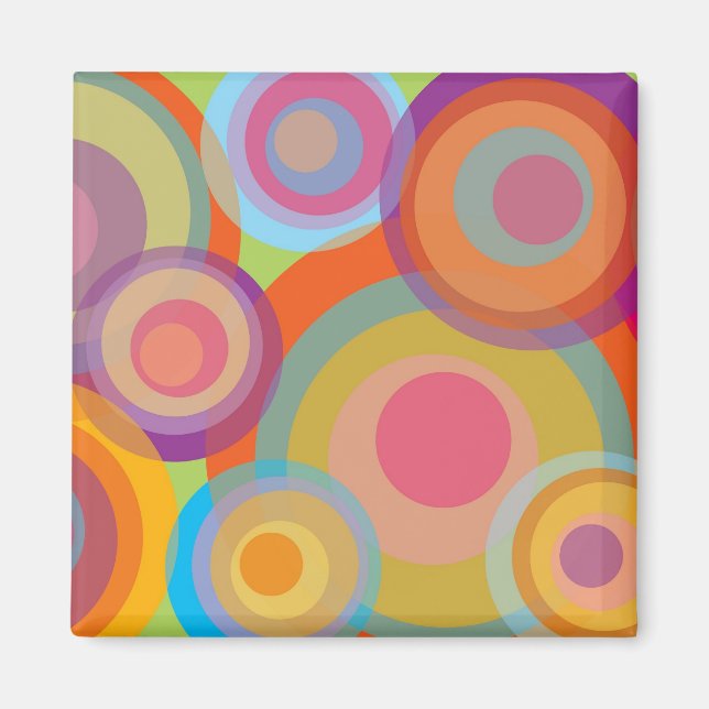 Rainbow Pop Circles Colourful Retro Fun Groovy Chi Magnet (Front)