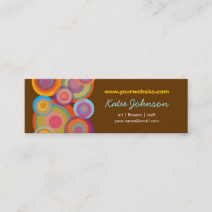 Rainbow Pop Circles Colourful Retro Fun Groovy Mini Business Card